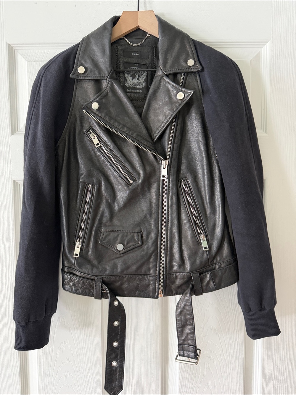 Diesel "L-HAVEN-A" Women's Hybrid Leather Moto Biker Jacket - Size Small